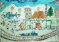 滝田くんの絵。「江南町に銭湯ができた」