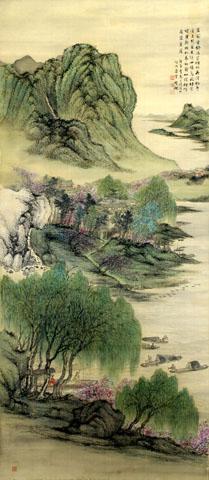 垂楊桃花の図の写真